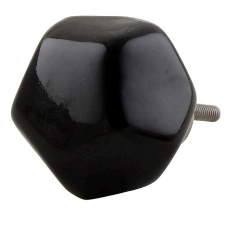 Solid Black Octagon Ceramic Knobs Online